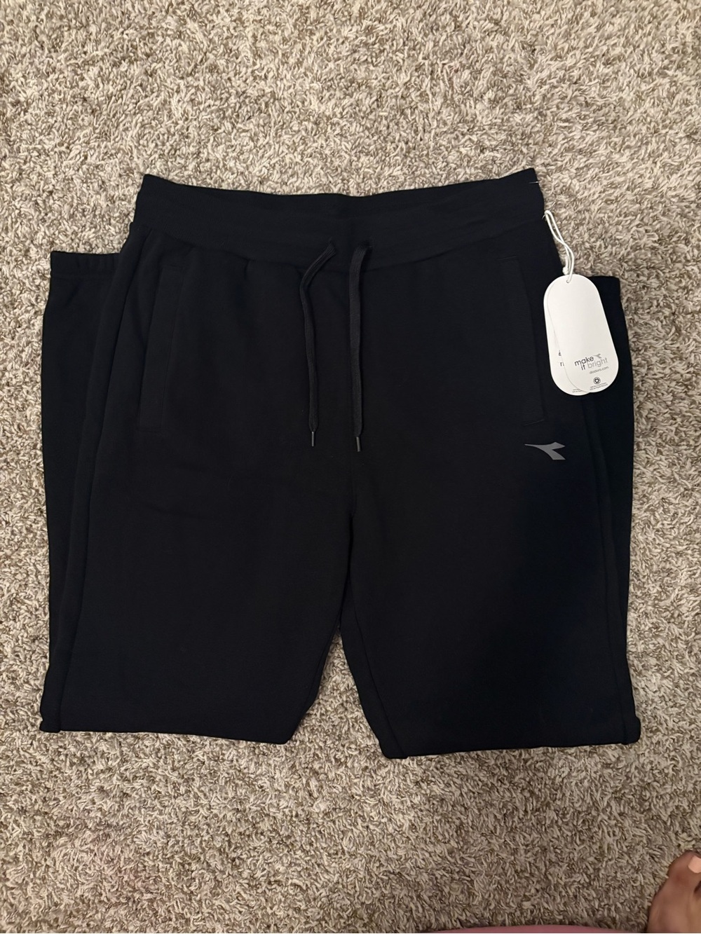 Diadora Kids Black Jogger Pants with Drawstring